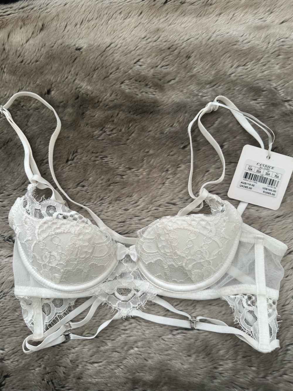Honey Birdette Ivory Lace Push-Up Bra with Sheer Panels
